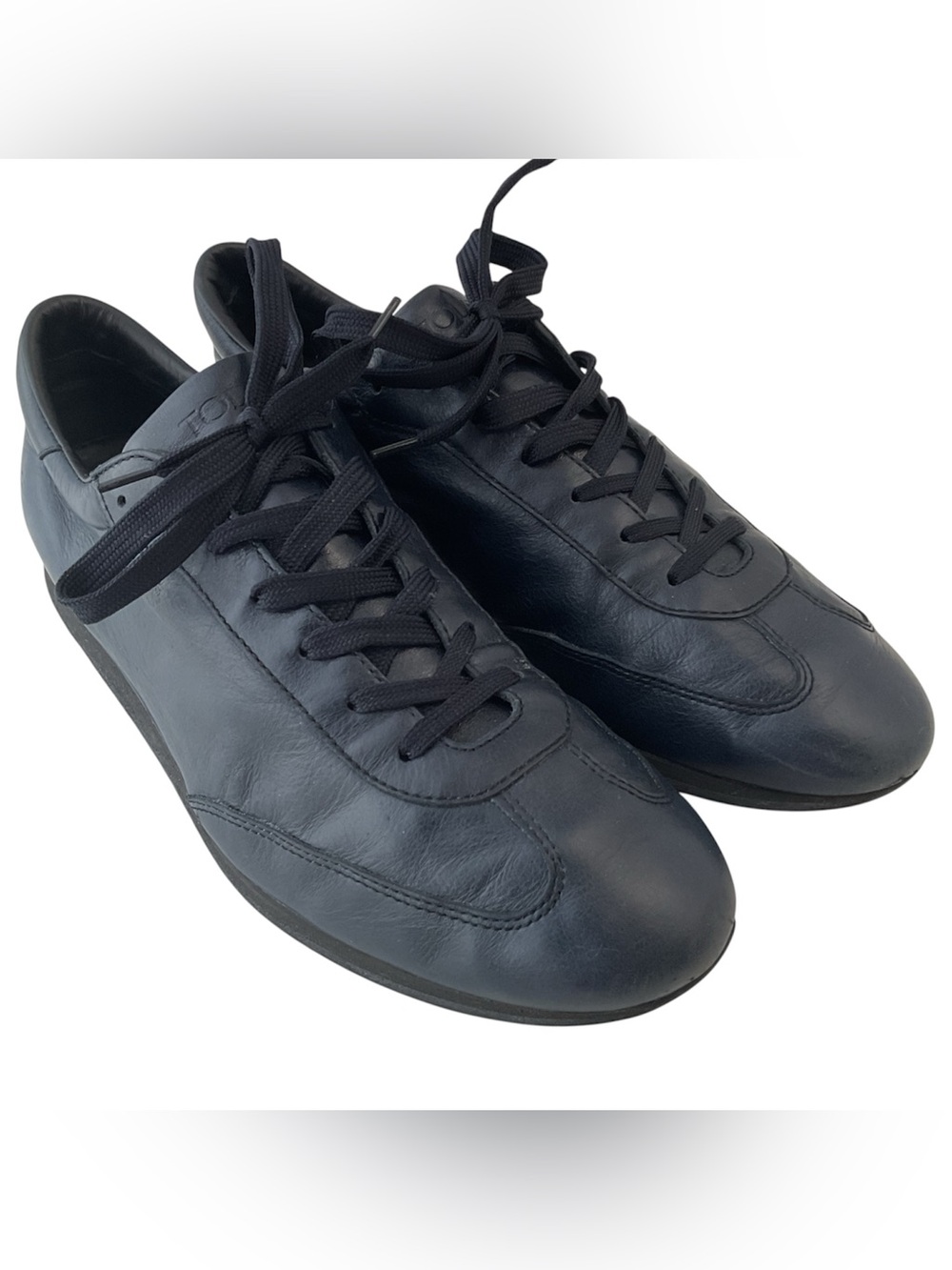 Tods Blue Leather Lace-Up Low-Top Sneakers Shoes Men’s Size 10